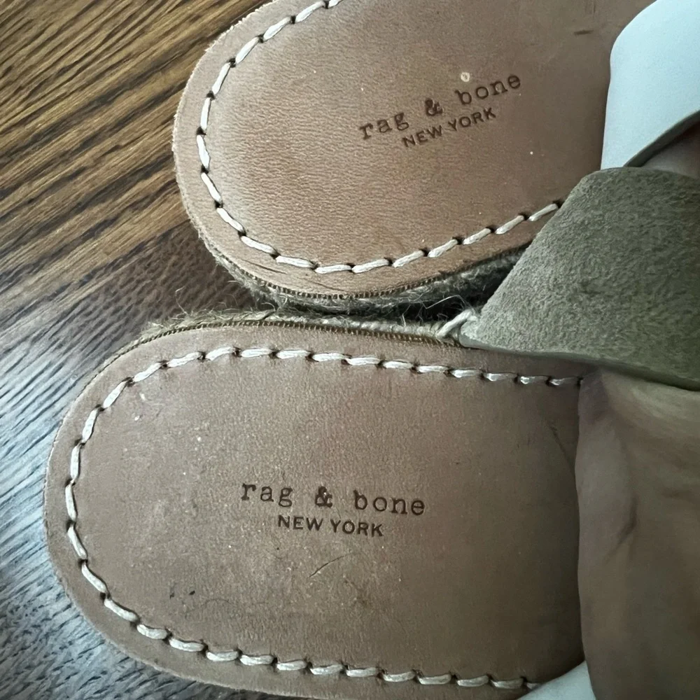 RAG & BONE Ansley Platform Wedge‎ Espadrille Suede Sandals Taupe Leather 37